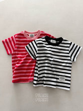 Load image into Gallery viewer, PEACH PEACH ADULTS AND KIDS STRIPE TEE SHIRT*PREORDER