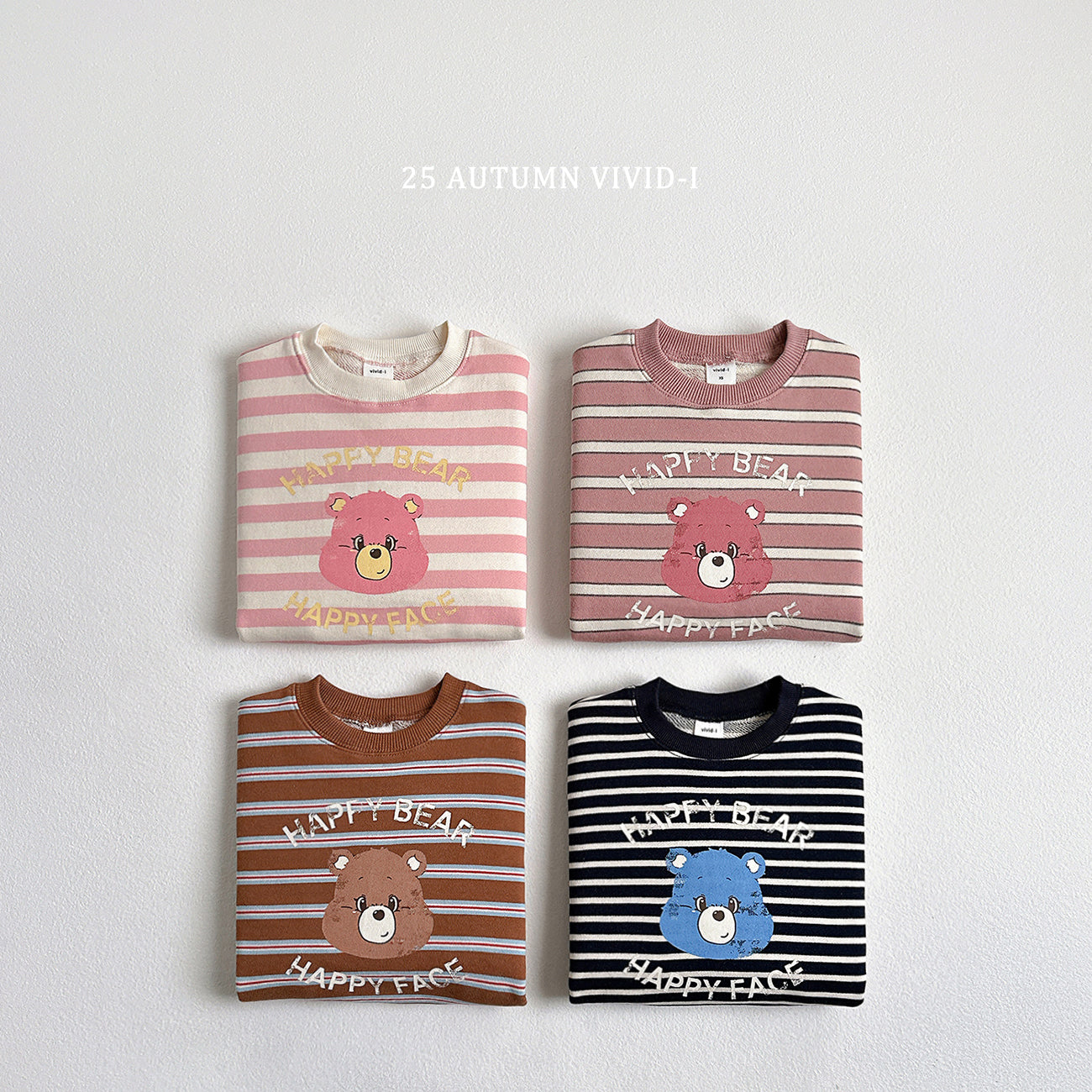 VIVID KIDS MULTI STRIPE BEAR SWEATER*PREORDER