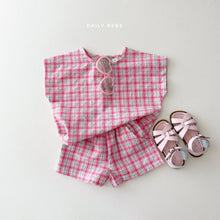 Load image into Gallery viewer, DAILYBEBE KIDS CHECK TOP BOTTOM SET**PREORDER