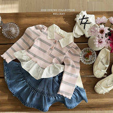 將圖片加載到圖庫檢視器中，MEL KIDS 春季條紋領襯衫**預購**