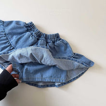將圖片載入圖庫檢視器中，MEL KIDS 牛仔荷葉邊半身裙**預購