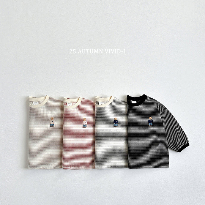 VIVID KIDS STRIPE BEAR SWEATER*PREORDER