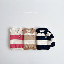 Load image into Gallery viewer, VIVID KIDS Stripe Collar Bear Sweater *preorder