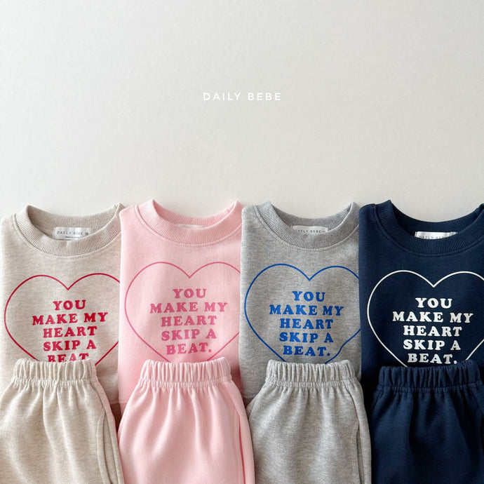 DAILYBEBE KIDS SKIP HEART BIT TOP BOTTOM SET**PREORDER