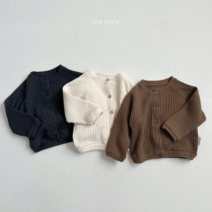 MINIROBE KIDS BUTTER WAFFLE CARDIGAN*Preorder