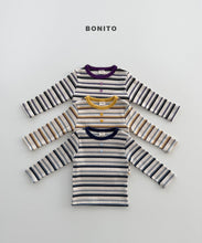 Load image into Gallery viewer, BONITO KIDS HEART CUTTON STRIPE TEE*PREORDER