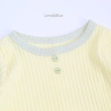 Load image into Gallery viewer, LIME &amp; BLUE KIDS CRAYON RIB TOP AND BOTTOM PYJAMAS **Preorder