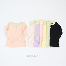 Load image into Gallery viewer, LIME &amp; BLUE KIDS CRAYON RIB TOP AND BOTTOM PYJAMAS **Preorder