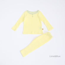 Load image into Gallery viewer, LIME &amp; BLUE KIDS CRAYON RIB TOP AND BOTTOM PYJAMAS **Preorder