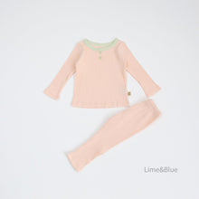 Load image into Gallery viewer, LIME &amp; BLUE KIDS CRAYON RIB TOP AND BOTTOM PYJAMAS **Preorder