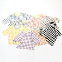 Load image into Gallery viewer, LIME &amp; BLUE KIDS MARBLE CHECK PYJAMAS **Preorder