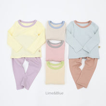 Load image into Gallery viewer, LIME &amp; BLUE KIDS MAPLE RIB TOP AND BOTTOM PYJAMAS **Preorder