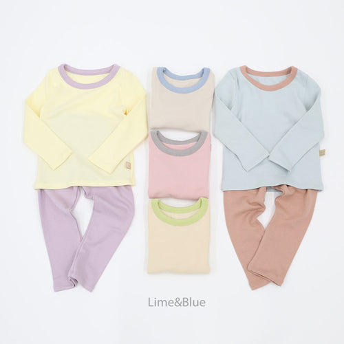 LIME & BLUE KIDS MAPLE RIB TOP AND BOTTOM PYJAMAS **Preorder