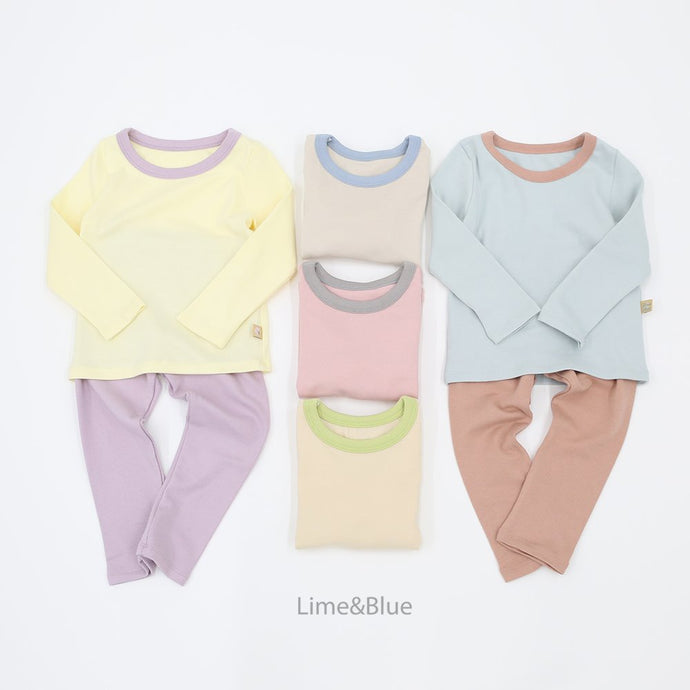 LIME & BLUE KIDS MAPLE RIB TOP AND BOTTOM PYJAMAS **Preorder