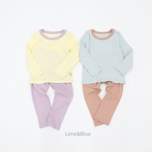 Load image into Gallery viewer, LIME &amp; BLUE KIDS MAPLE RIB TOP AND BOTTOM PYJAMAS **Preorder