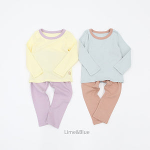 LIME & BLUE KIDS MAPLE RIB TOP AND BOTTOM PYJAMAS **Preorder