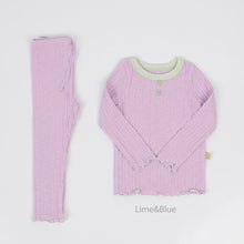 Load image into Gallery viewer, LIME &amp; BLUE KIDS RIB PYJAMAS **Preorder