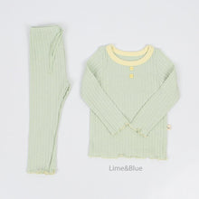 Load image into Gallery viewer, LIME &amp; BLUE KIDS RIB PYJAMAS **Preorder