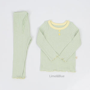 LIME & BLUE KIDS RIB PYJAMAS **Preorder