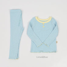 Load image into Gallery viewer, LIME &amp; BLUE KIDS RIB PYJAMAS **Preorder