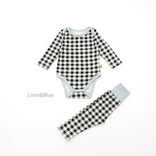Load image into Gallery viewer, LIME &amp; BLUE BABE MARBLE CHECK PYJAMAS **Preorder