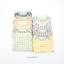 Load image into Gallery viewer, LIME &amp; BLUE BABE MARBLE CHECK PYJAMAS **Preorder