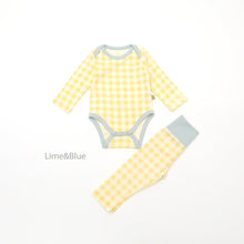 Load image into Gallery viewer, LIME &amp; BLUE BABE MARBLE CHECK PYJAMAS **Preorder