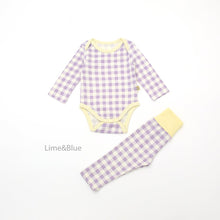 Load image into Gallery viewer, LIME &amp; BLUE BABE MARBLE CHECK PYJAMAS **Preorder