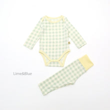 Load image into Gallery viewer, LIME &amp; BLUE BABE MARBLE CHECK PYJAMAS **Preorder