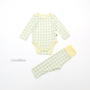 LIME & BLUE BABE MARBLE CHECK PYJAMAS **Preorder