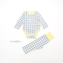 Load image into Gallery viewer, LIME &amp; BLUE BABE MARBLE CHECK PYJAMAS **Preorder