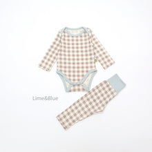 Load image into Gallery viewer, LIME &amp; BLUE BABE MARBLE CHECK PYJAMAS **Preorder