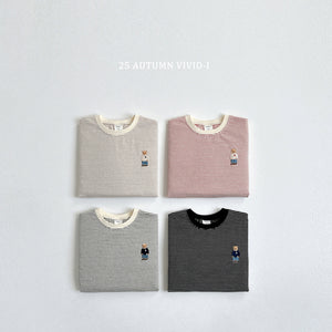 VIVID KIDS STRIPE BEAR SWEATER*PREORDER