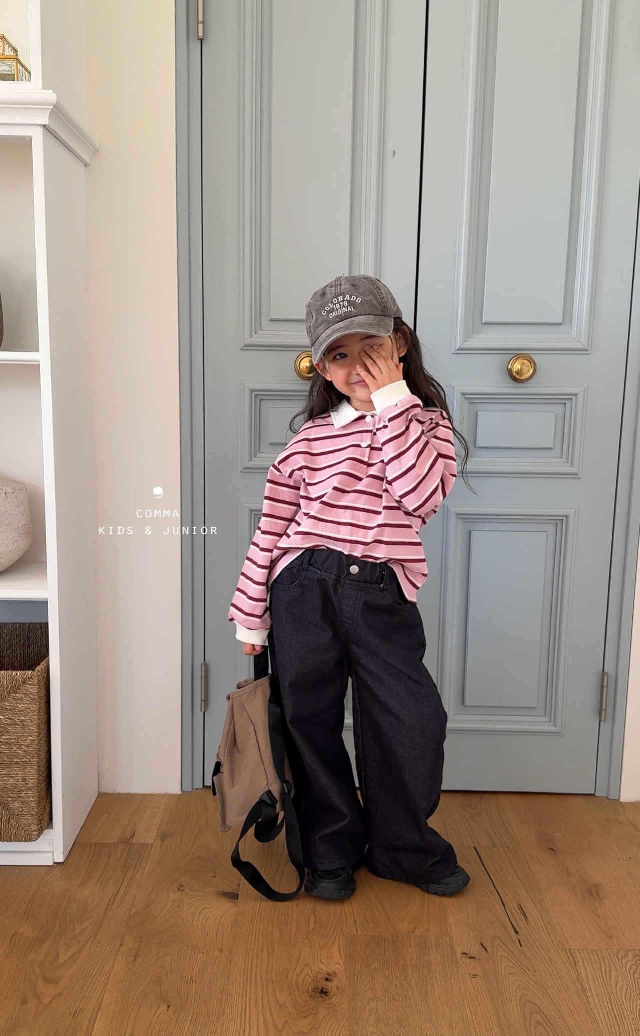 COMMA KIDS STRIPE COLLAR SHIRT*Preorder