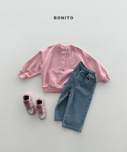 Load image into Gallery viewer, BONITO KIDS RAW EDGE HENLEY SWEAT SHIRT*PREORDER