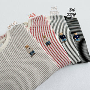 VIVID KIDS STRIPE BEAR SWEATER*PREORDER