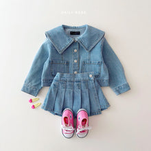 Load image into Gallery viewer, DAILYBEBE KIDS DENIM PLEATED SKIRT**PREORDER