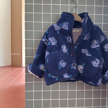 Load image into Gallery viewer, RAKER KIDS BLUE FLORAL FLEECE JACKET** Preorder