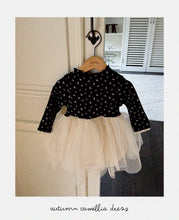 Load image into Gallery viewer, AOSTA FALL FLORAL BLACK FRILL DRESS**PREORDER