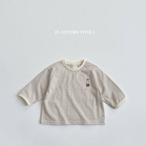 VIVID KIDS STRIPE BEAR SWEATER*PREORDER