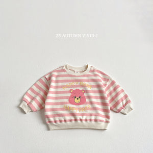 VIVID KIDS MULTI STRIPE BEAR SWEATER*PREORDER