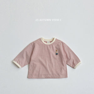 VIVID KIDS STRIPE BEAR SWEATER*PREORDER