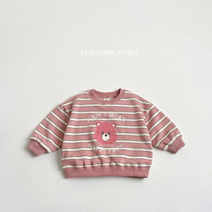 VIVID KIDS MULTI STRIPE BEAR SWEATER*PREORDER