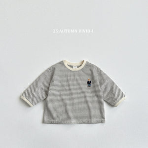 VIVID KIDS STRIPE BEAR SWEATER*PREORDER