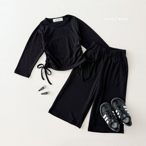 DAILYBEBE KIDS PLAIN TIE UP TOP BOTTOM SET**PREORDER