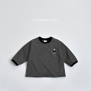 VIVID KIDS STRIPE BEAR SWEATER*PREORDER