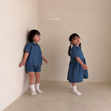 Load image into Gallery viewer, BELLA KIDS DENIM COLLAR ONE PIECE*PREORDER