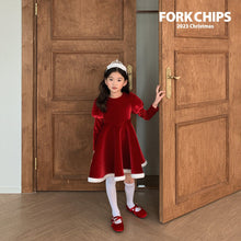 將圖片載入圖庫檢視器中，FORKCHIPS KIDS 聖誕天鵝絨公主連身衣* 預購