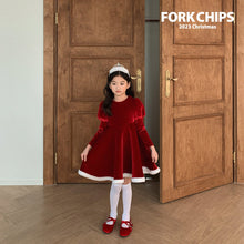 將圖片載入圖庫檢視器中，FORKCHIPS KIDS 聖誕天鵝絨公主連身衣* 預購