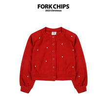 將圖片載入圖庫檢視器中，FORKCHIPS KIDS 紅色開襟衫* 預購
